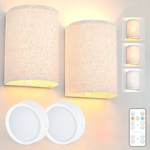 跨境3色布艺壁灯免布线磁吸可调光遥控床头走廊客厅彩色氛围夜灯
