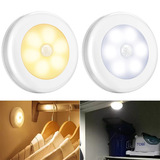 圆形智能LED夜灯电池供电橱柜床头卧室衣柜壁橱照明磁吸感应灯
