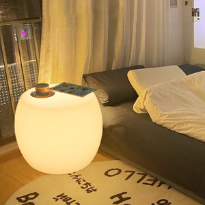网红客厅卧室圆桌落地灯ins风创意床头柜台灯沙发一体充电氛围灯