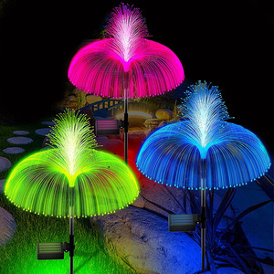 亚马逊太阳能水母灯光纤花园草坪灯庭院氛围装饰户外LED彩灯防水