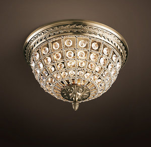 19TH C. CASBAH CRYSTAL FLUSHMOUNT 12"