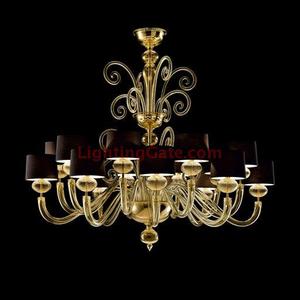 Tangeri 5604 16 Chandelier in Gold Glass with Black Shade